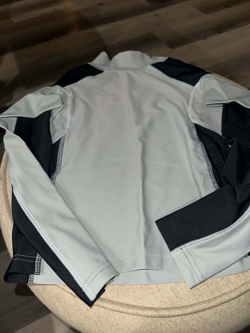L.L.Bean Kids Swim Shirt Size M 5-6 Gray Black Rash Guard UPF 50+